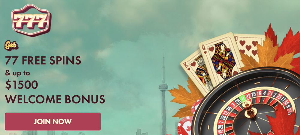 777.coms 77 Free Spins Casino Bonus For Canadian Players